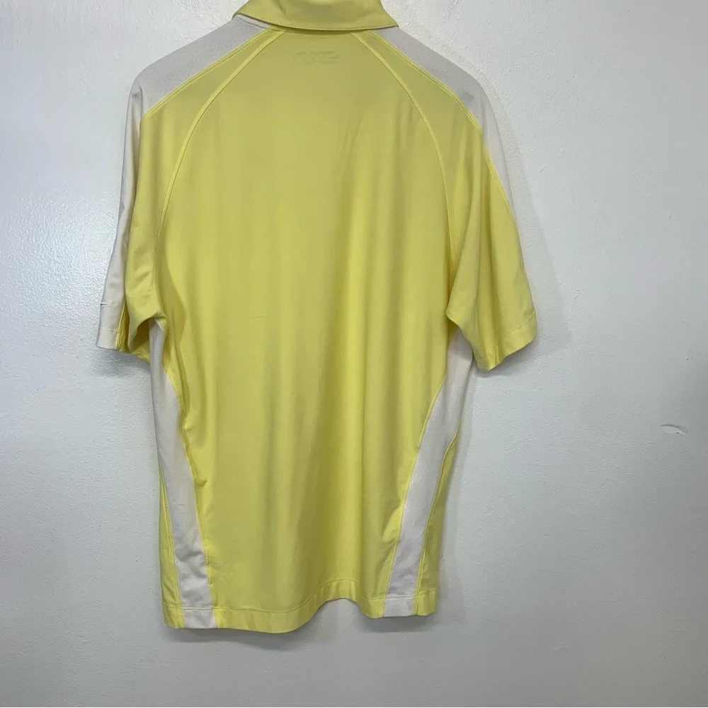 Nike Golf Dri Fit Polo Shirt Men  Medium Yellow Swoosh Stretch Activewear Travel